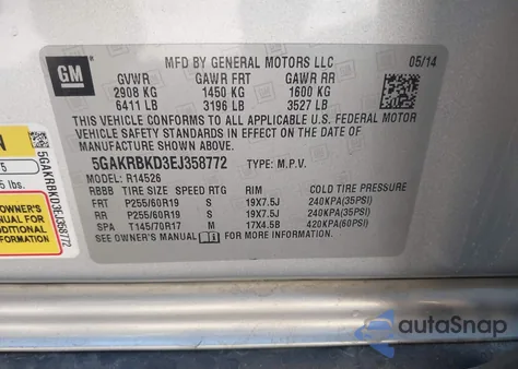 2014 Buick Enclave Leather z USA, uszkodzony, nr VIN 5GAKRBKD3EJ358772